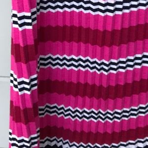 Pleated Striped Long Skirt - Pink, Red, Black & White!  Size M